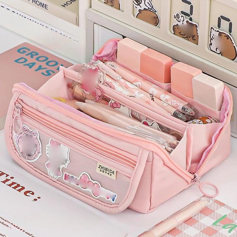 Pencil Case Large Capacity Schoolgirl Stationery Box High Value Stationery Bag Multifunctional Pencil Case