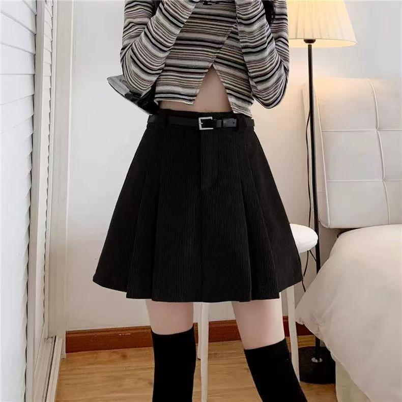 Corduroy Pleated High-Waisted Bodycon Mini Skirt - 2025 Autumn/Winter Collection