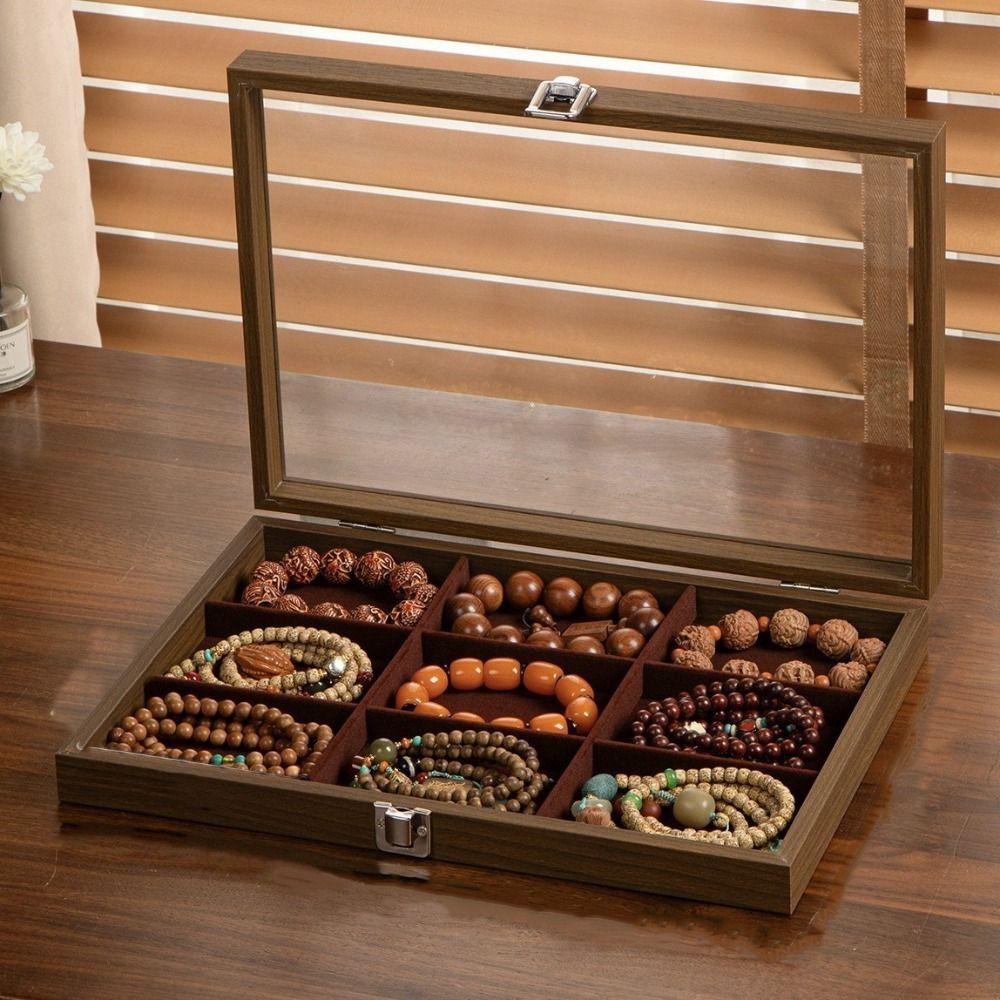 Dust-proof Wooden Jewelry Tray Velvet Jewelry Display Box Jewelry Storage Box  Jewelry Display