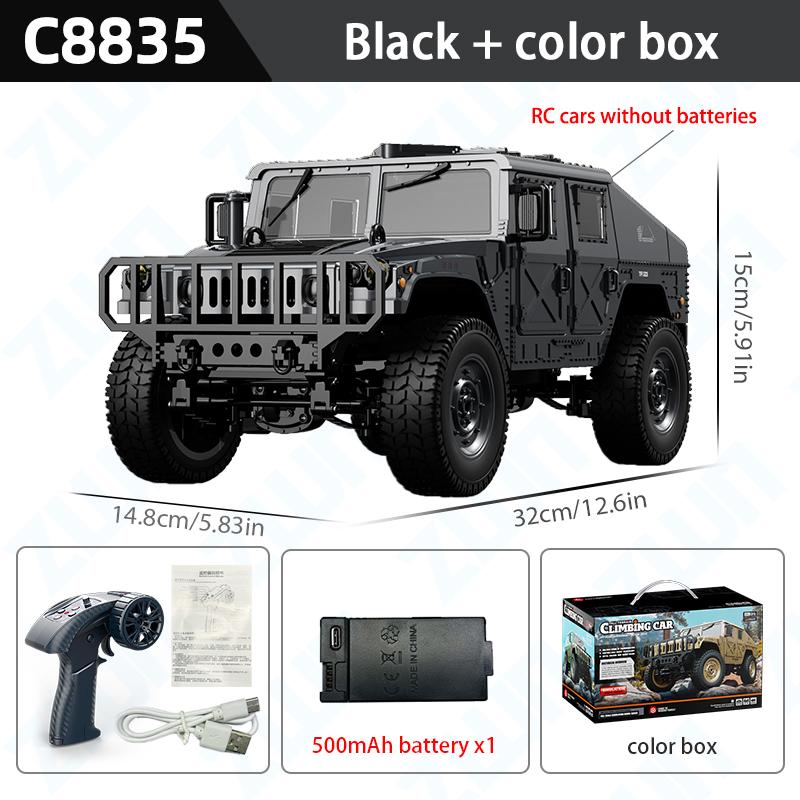 C8835 1:14 2.4G RC Car Simulation 4x4 All-terrain Off-road Climbing Vehcile Remote Control Military Jeep Toy Best Gift for Kids