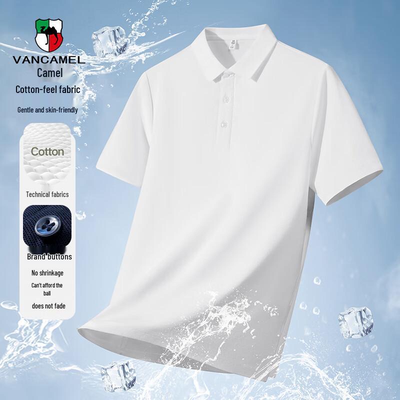 VANCAMEL Men s Breathable Cotton-Feel Short Sleeve Polo Shirt 2XL