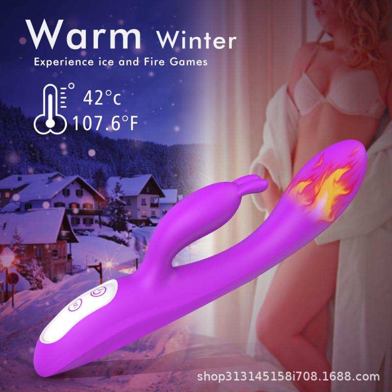 G Spot Couple Vibrator with Heating Function Clitoris G-spot Stimulation Waterproof Dildo with Vibrations Dual Motor Stimulator for Women Couple Fun