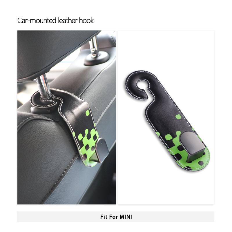 

Car Headrest Hook Leather Rear Seat Hanging For MINI Cooper R50 R53 R56 R60 R61 F54 F55 F56 F60 U25 F66 F65 J01 J05 Car Holder 1pc