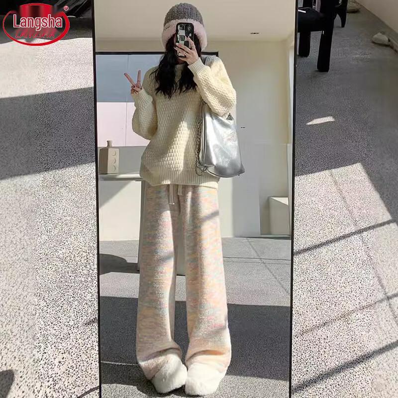 Langsha 2025 Women's Soft Draped High-Waist Wide-Leg Pants