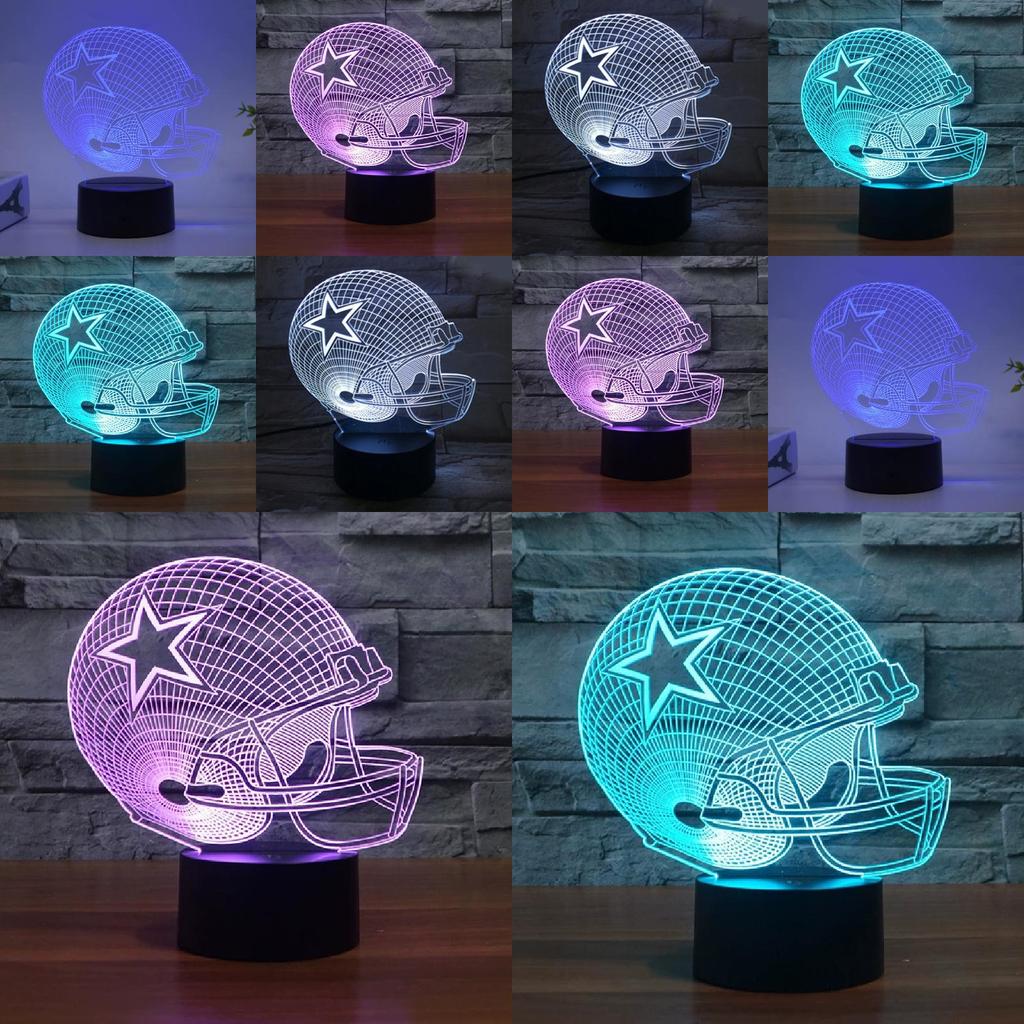 Rugby Cap Pattern 3d Led Night Light With Touch Control For Home Decor Gift