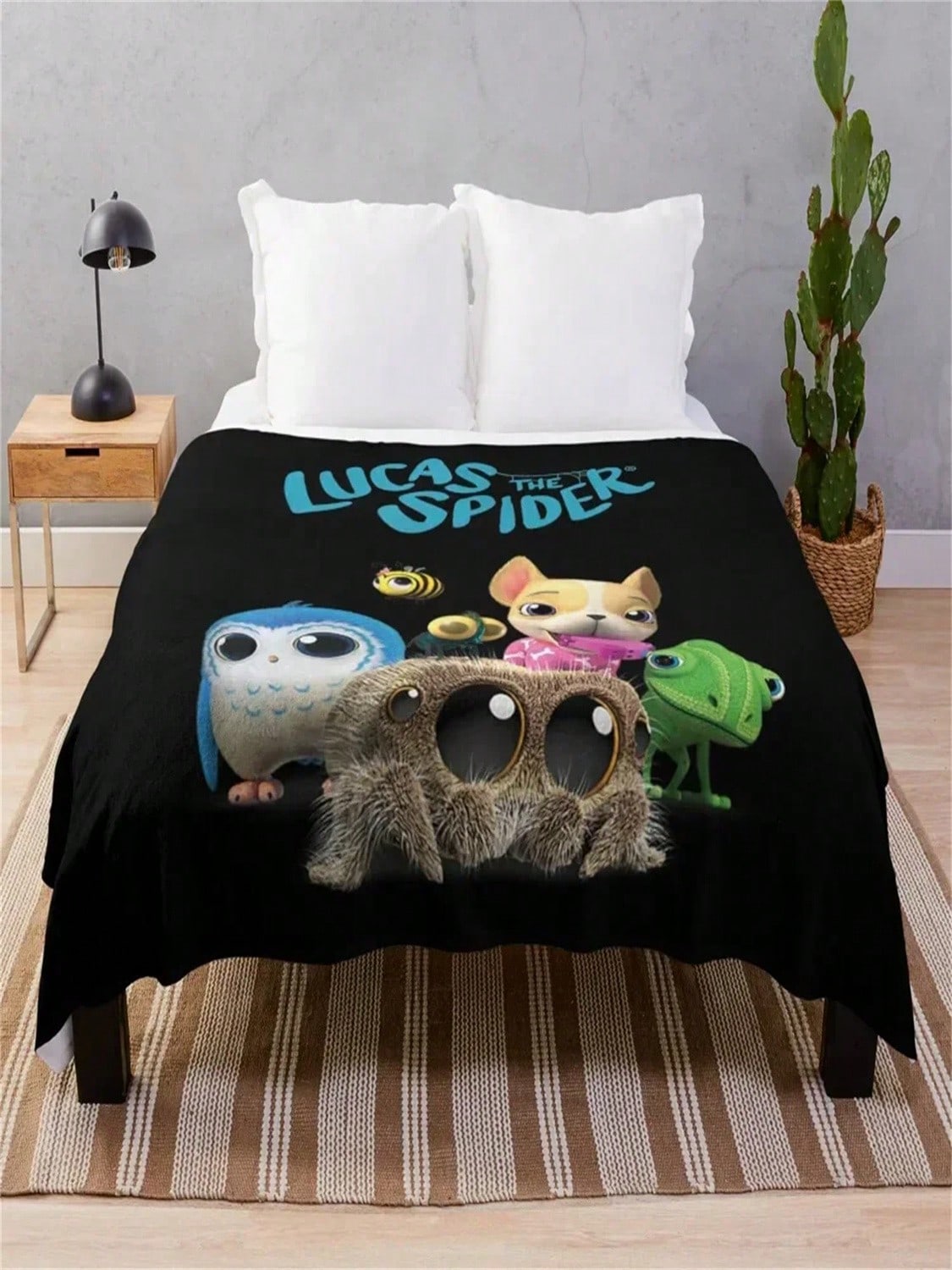 Lucas The Spider & Friends Throw Blanket Furry Soft Beds Blankets#Color_1,Size_75X95CM 75X95CM серый