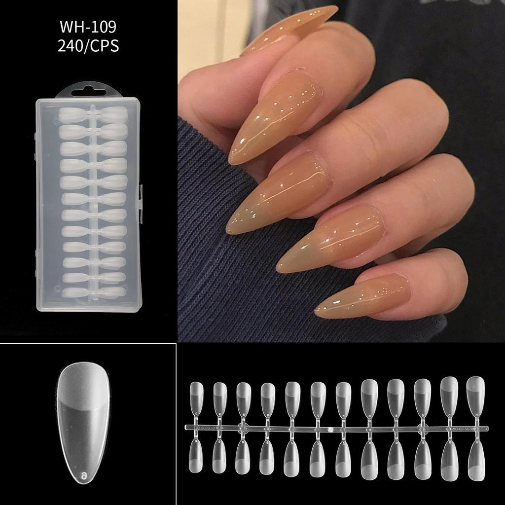 Nail Thin Nail Piece Free Engraving Grinding Trapezoidal Water Drop Almond Scrub Full Paste Half Paste Extension 240 Pieces