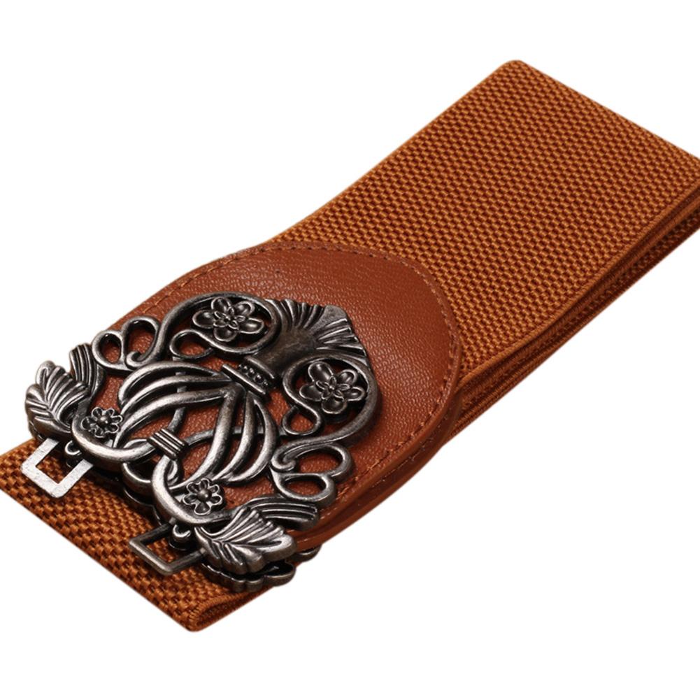 Women Fashion Elastic Wide Waistband Simple Leather Belt Decoration