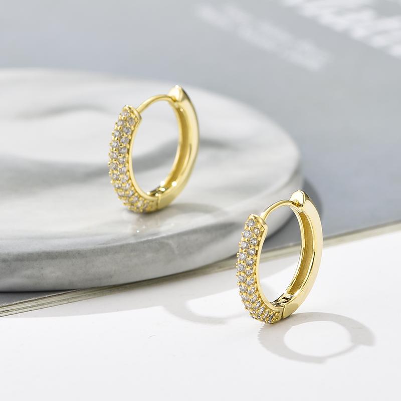 Classic Round Hoop Earrings For Women AAAA Zirconia Gold Color Elegant Wedding Huggie Ear Buckle Fashion Daily Jewelry Earrings