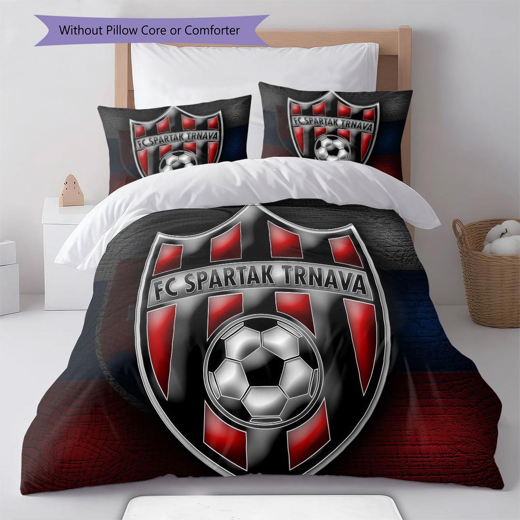 Literie Modèle FC Spartak Trnava, Ensemble Couette Housse de Couette Taie d'oreiller Cadeau d'Anniversaire pour la Maison(1 housse de couette + 2 taies d'oreiller, sans garniture.)