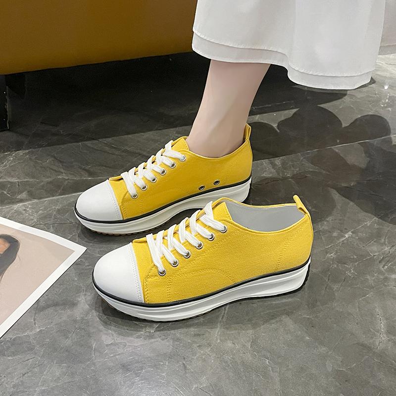 

Fashion Women s Patterned Canvas Sneakers Low-top Casual Shoes 2024 Autumn New Women s Flat Lace-Up Canvas Shoes Women Shoes 43 жёлтый