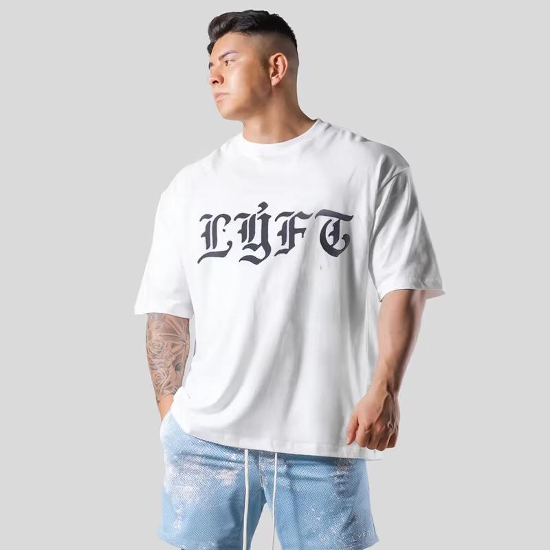 2026 Summer GYM Muscle Sports Fitness Brother Sports Men Short Sleeve Tshirt Fashion Casual Cotton Loose Short Sleeve Top Tide M