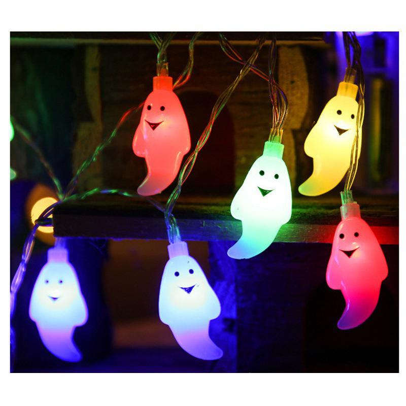 Halloween LED String Lights - Pumpkin, Spider, Ghost, Horror Decor, Marigold Colored Small Lights