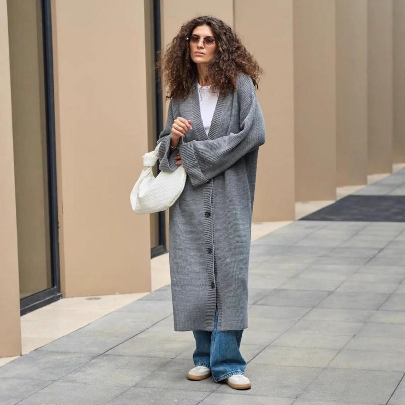 Womens Oversized Longline Knit Cardigan Sweater