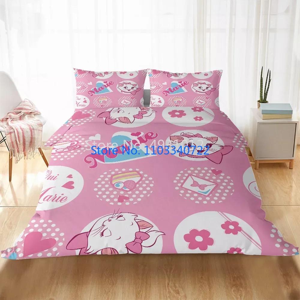 Cute Marie Cat Cartoon Bedding Sets Duvet Cover Set 3D Print Comforter Cover Bedclothes for Boy Girl Bedding Sets Bedroom Decor