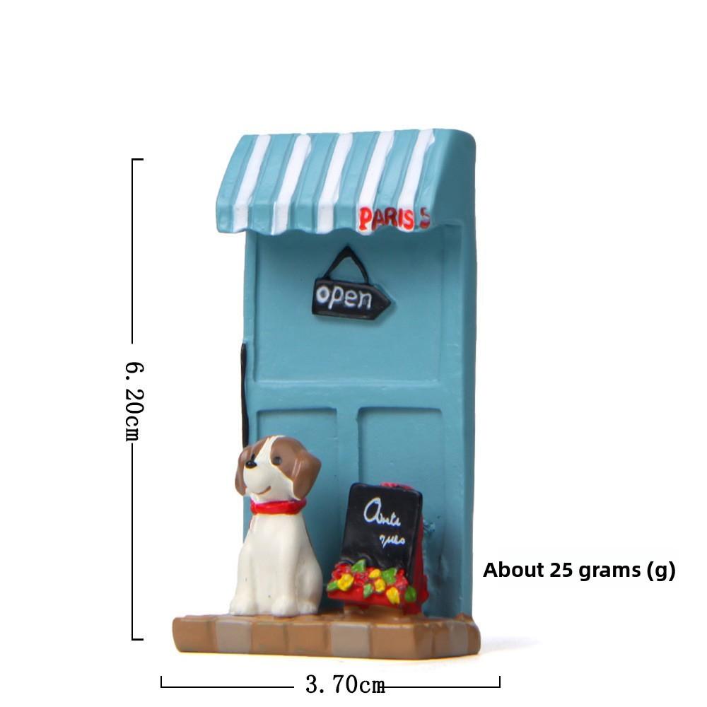 Cute Cartoon Puppy Shop Billboard Scene Model With Resin Cartoon Figurine For Gift And Decor Dog