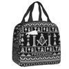 Custom Freemason Design Masonic Christmas Insulated Lunch Bags for School Office Portable Cooler Thermal Bento Box Children