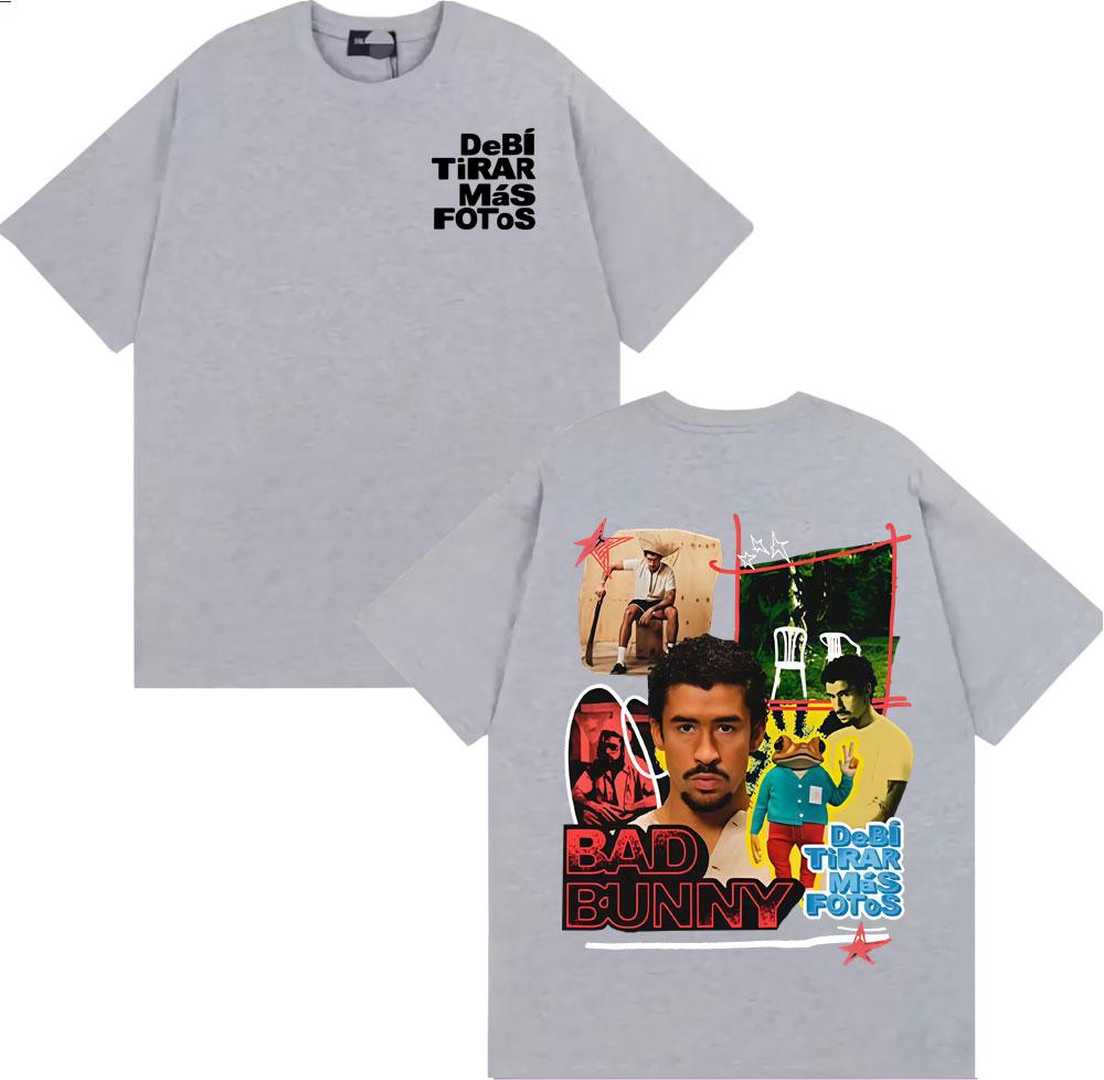 Rapper Bad Bunny Debi Tirar Mas Fotos DTMF Album Tshirts Men Women Fashion Retro Short Sleeve T Shirt 100 Cotton Loose Tshirt
