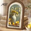 Bedroom Wall Ornament Pastoral Tulip Wooden Sign, Decorative Tabletop Display Pieces, Rustic Signs French Style Arched Pendant for