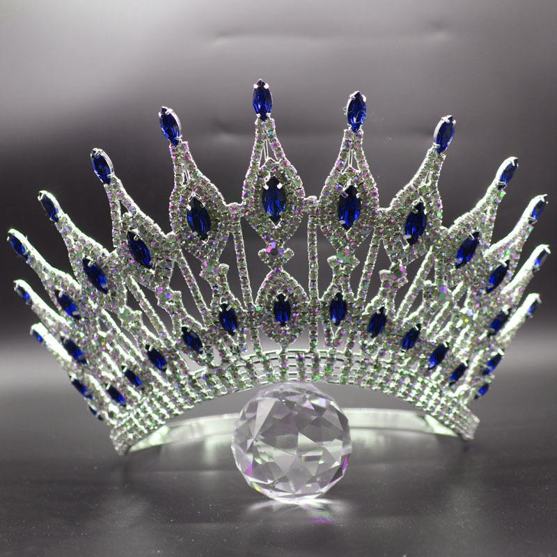 Catwalk Pageant Crown Stage Oversized Adjustable Rhinestone Crown Festive Party Headwear