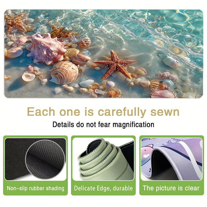 1pc Seashells and Starfish On Sandy Beach with Clear Water. Computer Pad  Mouse Pads for Desk,Gamers and Office Use 020251