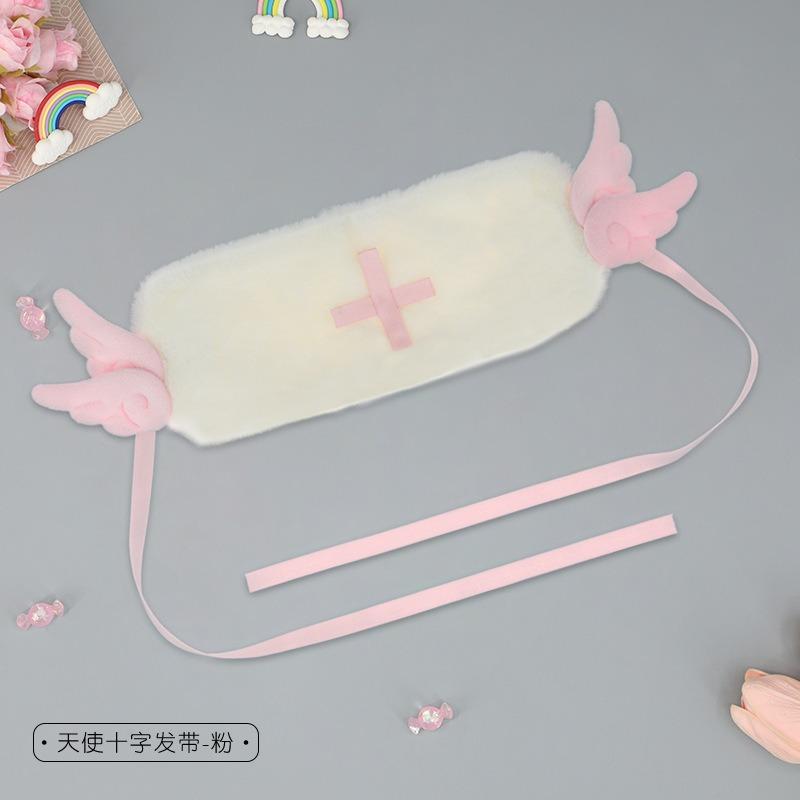 Plush angel wings ears headgear comic show props cross ribbon headgear girl lolita headband