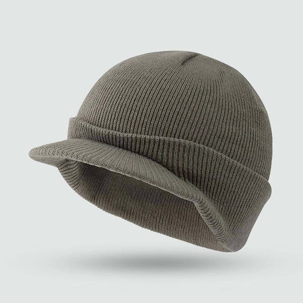 Effen Kleur Petten met Korte Rand Legerstijl Gebreide Petten Petten Herfst Winter Veelzijdige Warme Petten Mode Breien Heren Petten