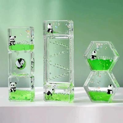 Adorabile Clessidra Panda con Gocce d'Olio: Ornamento da Scrivania Creativo e Timer Rilassamento, Regalo Perfetto per la Festa dei Bambini