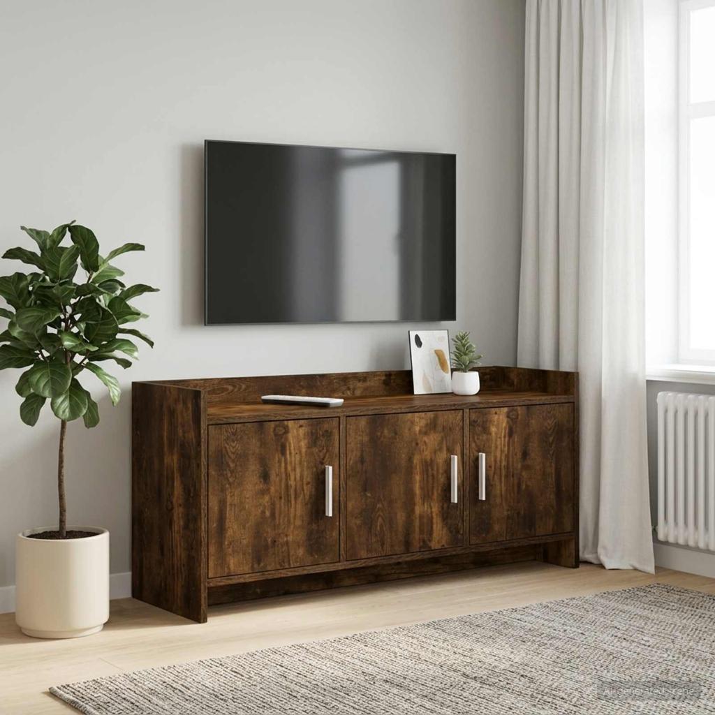 TV Cabinet 102 x 33 x 47 cm Smoked Oak Wood Based Panel
