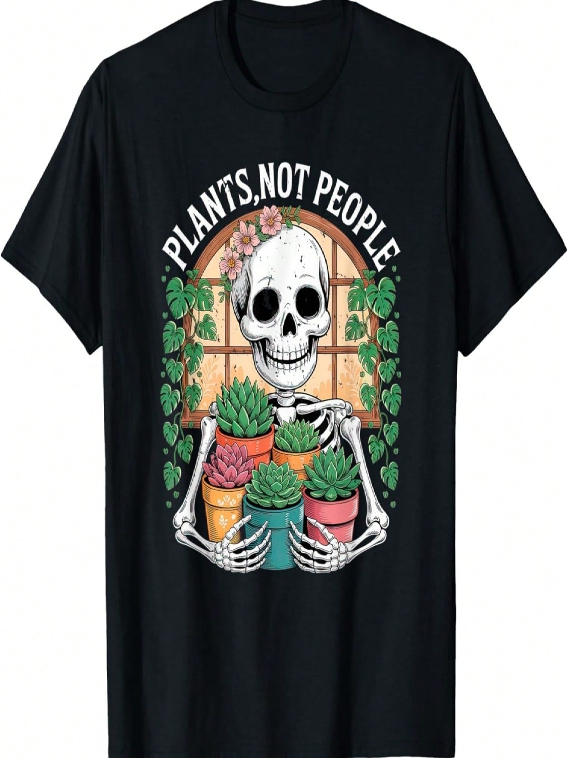 Plants Not People Skeleton With Succulents And Garden T-Shirt(2) S разноцветный