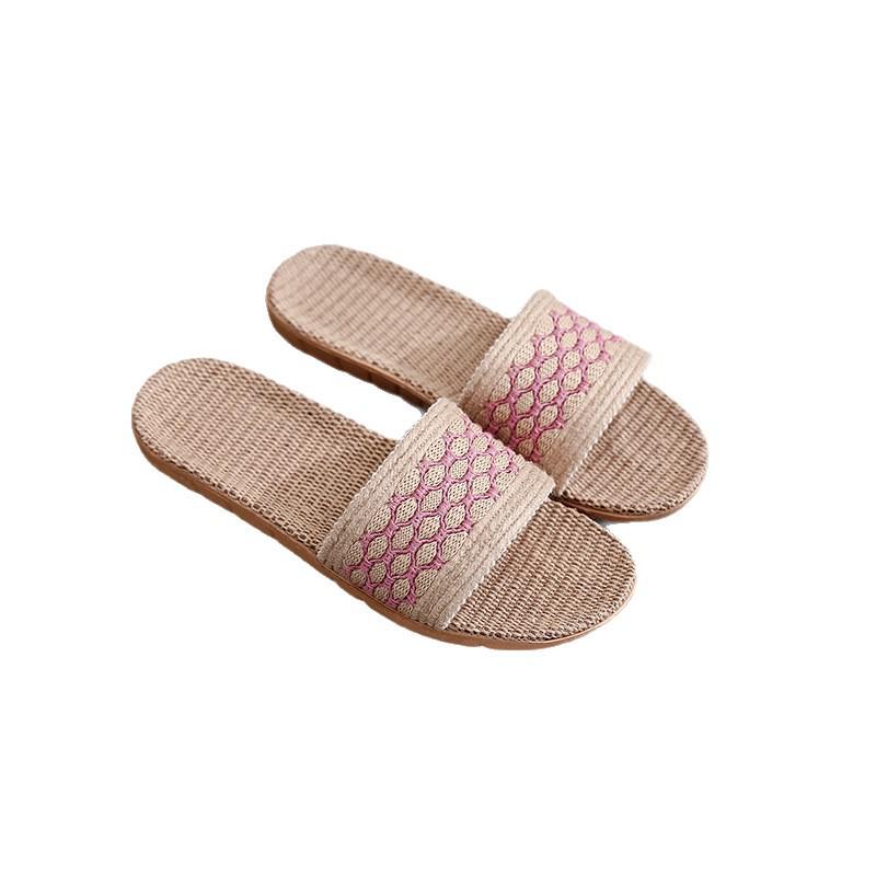 Unisex Summer Linen Slippers: Non-slip Indoor Sandals for Home and Office.