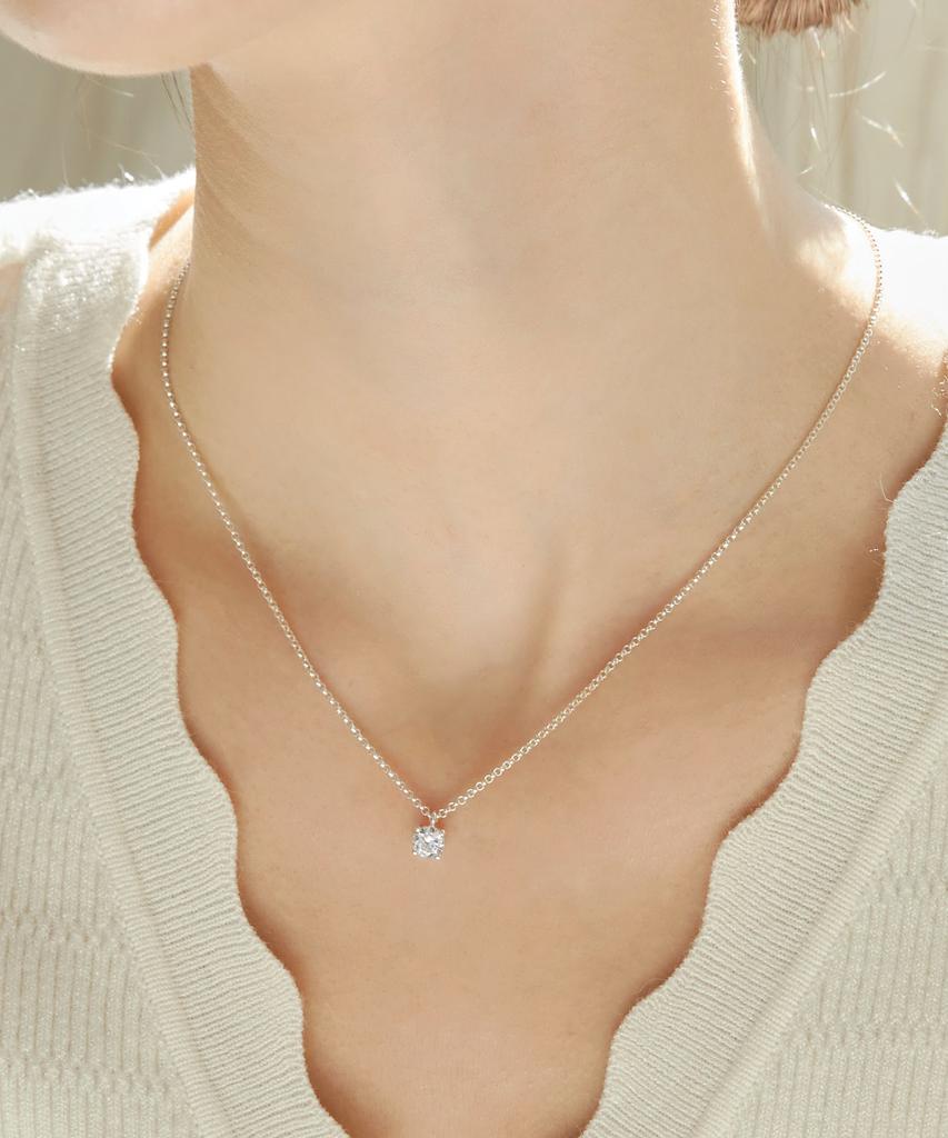 Dmoment Sq Cubic Silver Necklace (925 Silver)