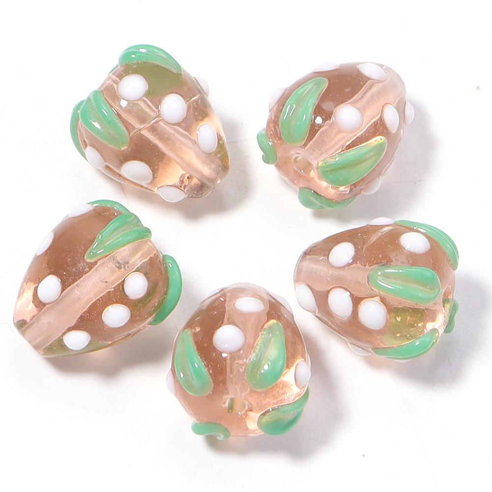 5pcs/lot Colored Strawberry Shaped Lampwork Beads Loose Spacer Glass Beads For DIY Charms Bracelet Earrings Jewelry Accessories