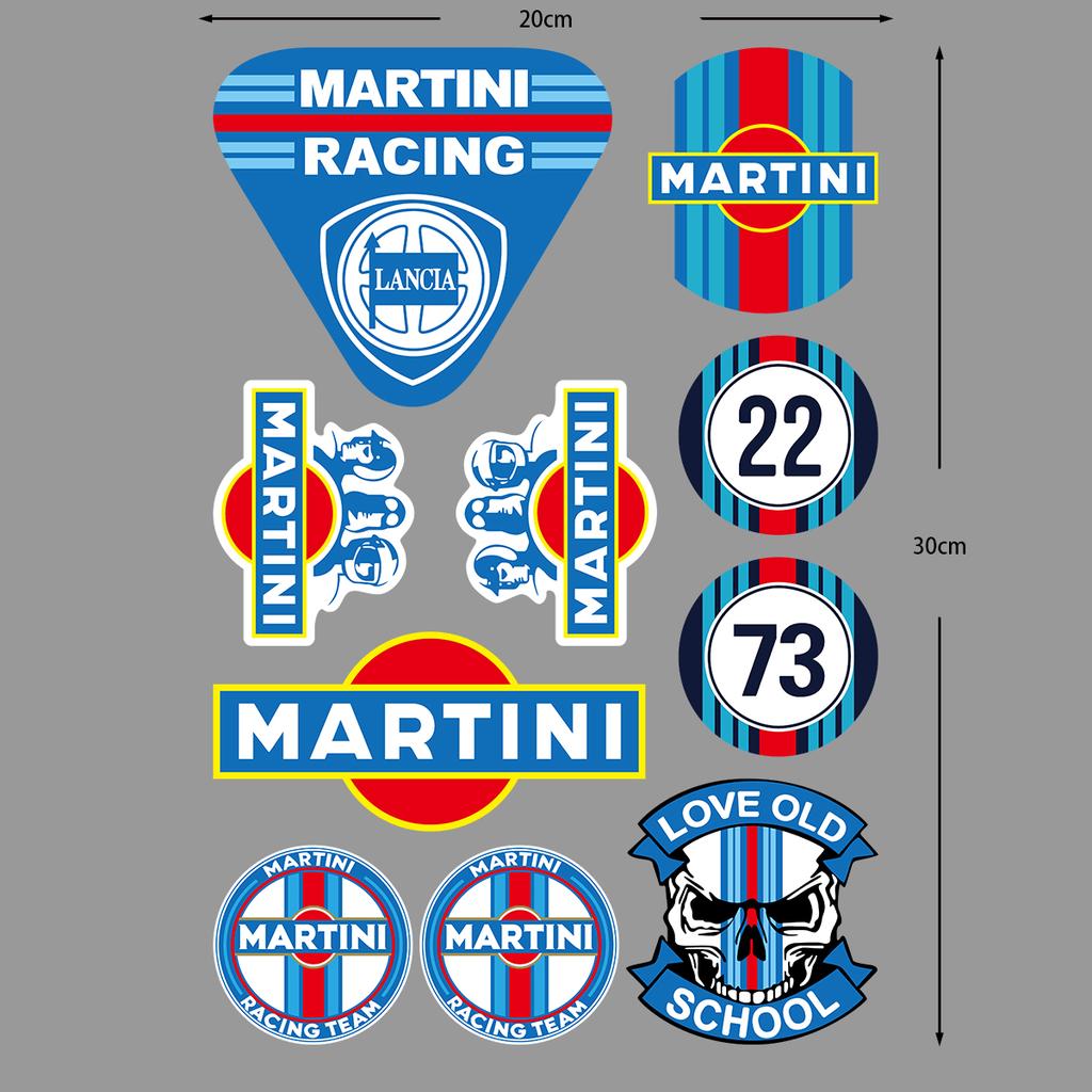 For MARTINI Stickers Motocross Racing Off-road Laptop Trunk Sticker Motorcycle Helmet PVC Decal for Love Old School LANCIA