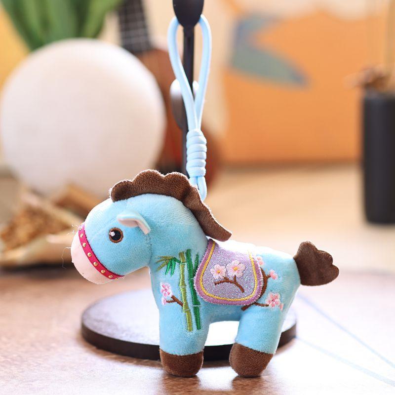 2026 Chinese Year Mascot Horse Plush Keychain Plum Blossom Bamboo Embroidery Decor Cartoon Pony Doll Cute Bag Pendant Gifts