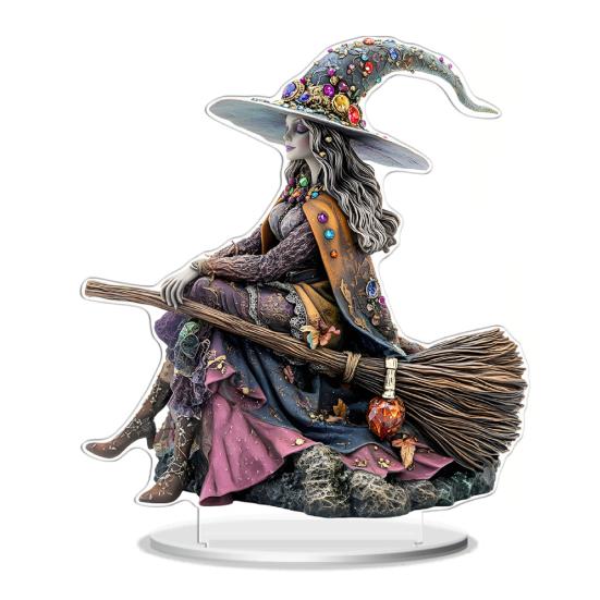 Yousheng Halloween Acryl Tischschild 2D Acryl Geist Kürbis Baum Hexe Plakette für Zuhause Büro Schreibtisch Etagere Deko