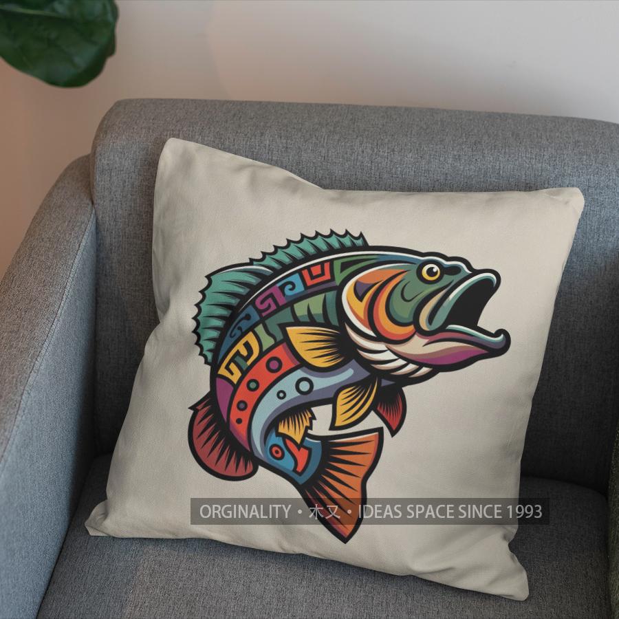 2D Colorful Fish Geometric Pattern Throw Pillow Pattern Cushion Cover Suitable For Sofa Bedroom Car Pillow Cover