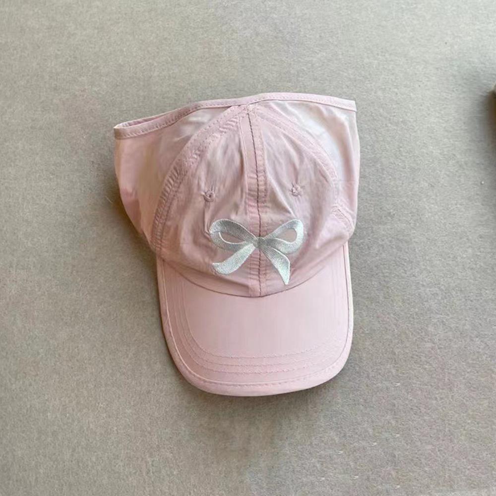 Summer Kids Quick-dry Baseball Caps Girls Bow Embroidery Semi-hollow Top Sun Hat Korean Fashion Sports Adjustable Sunscreen Cap