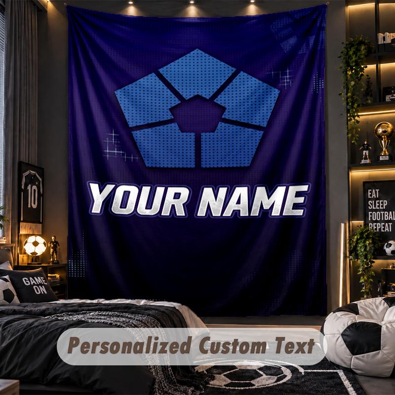 Personalized Wall Tapestry,Blue Lock Custom Printed Name, Fabric Wall Art For Indoor Room Backdrop
