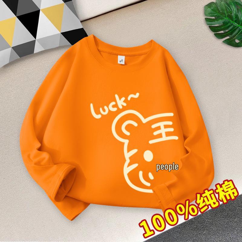

Children s Cotton Autumn Long-Sleeve Round Neck Top - Trendy Loose Fit Korean Style T-Shirt for Boys 150cm