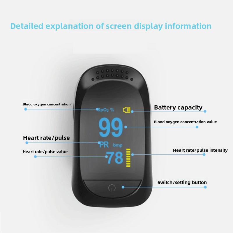 OLED Display Blood Oxygen Monitor - Portable Design & Heart Rate Sync Detection