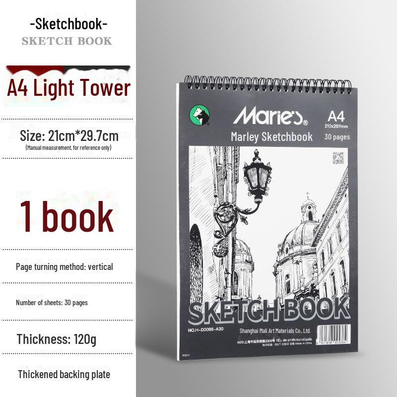

Утолщенный портативный альбом для рисования Marley A4: 8K Art Student Edition на гладкой профессиональной бумаге