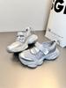 European version thick-soled heightened silver high-end dad shoes for women 2025 summer breathable hollow sports mesh sandals