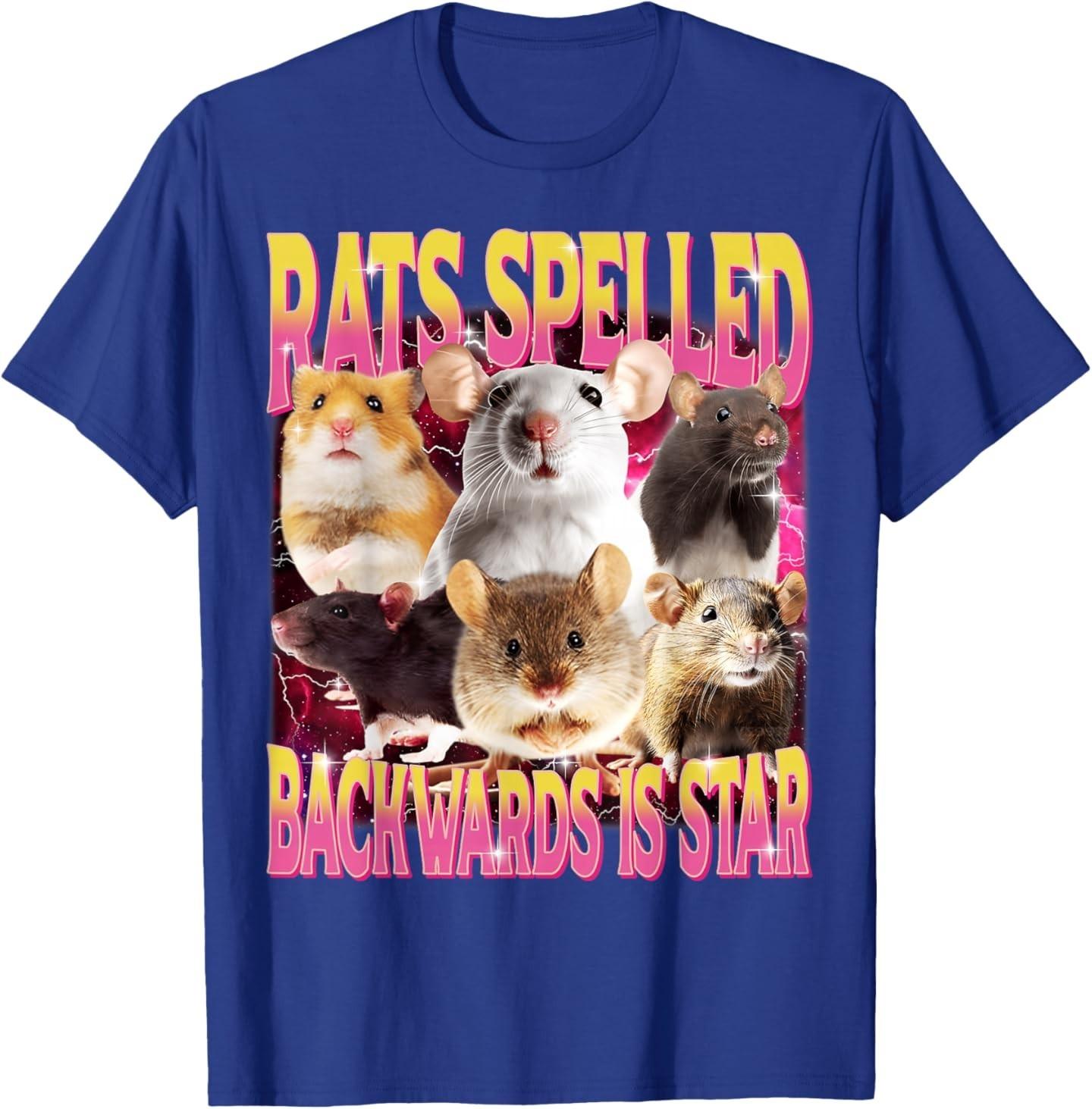 Rats Spelled Backwards is Star Funny Gen Z Humor Rat Meme T-Shirt S разноцветный