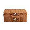 Mini Suitcase Box PE Rattan Hand Woven Rectangular Storage Basket with Handle for Travel Themed Party Wedding Decoration