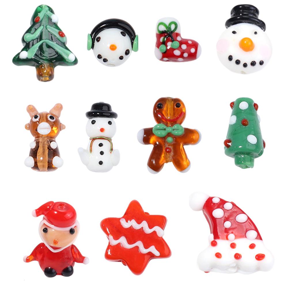 2pcs/lot Christmas Series Lampwork Beads Cute Santa Claus Snowman Xmas Tree Loose Glass Beads For DIY Jewelry Making Accessories