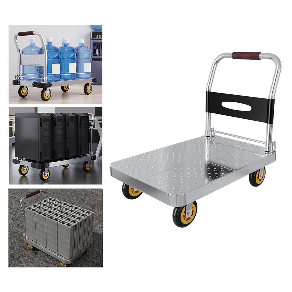 Steel Foldable Push Cart Dolly Platform Truck for Restaurants, Home