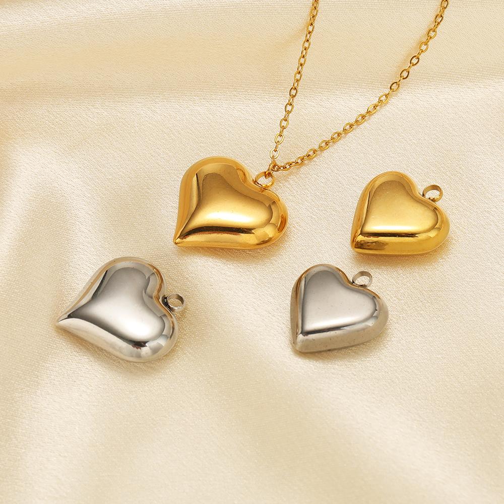 5Pcs Stainless Steel Hollow Heart Pendant for Couple Sweet Love Colgantes Dijes Para Bisutería Jewelry Finding Earrings Making