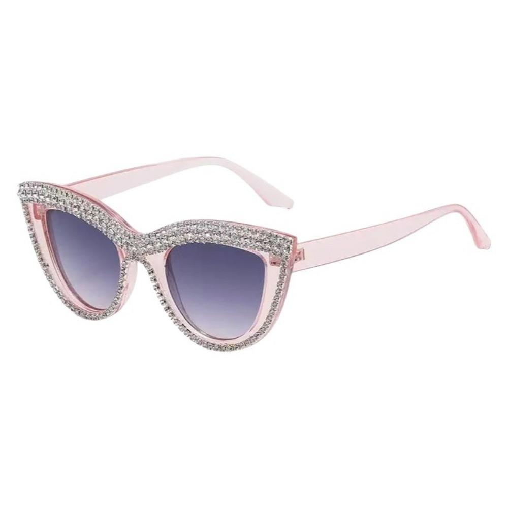 Sparkling Cat Eye Eye Sunglasses Full Frame Rhinestone Accents Rhinestone Eye Sunglasses Large Frame Lightweight