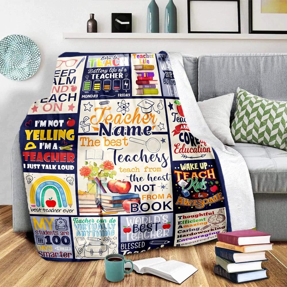 Teacher Life Home Customize Your Name Blankets Comfortable Soft Lightweight Allseason Multipurpose Blanket For Picnic Sofa Office Bed Living Room